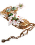 Dolce & Gabbana Gold Brass Lily Crystal Sacred Heart Pendant Necklace
